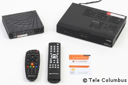 "3er Kombi"-Kunden von Tele Columbus erhalten ein Paket aus Receiver, Modem, Smartcard und Fernbedienung